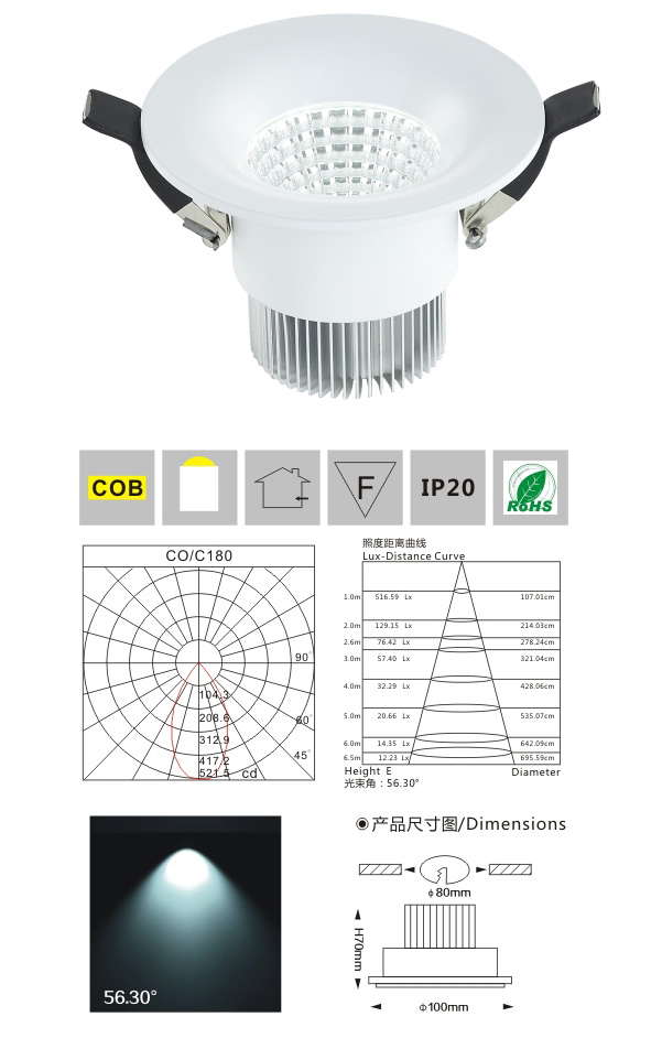 COB天花燈LM8004 10W 產(chǎn)品檢測(cè)